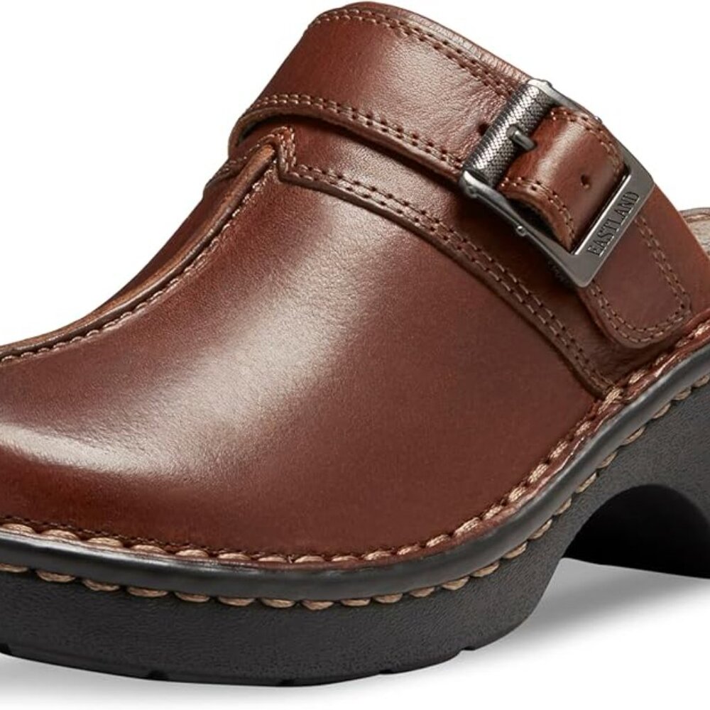 Eastland Size 9.5W Women's Shoes Mae Clogs Brown Leather Slip On